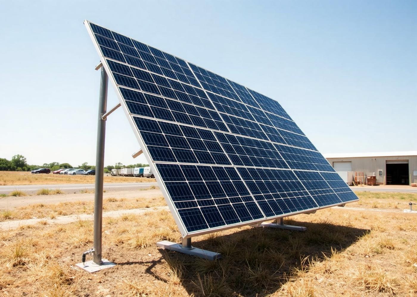 Ground mounted solar panel array installed at an automotive workshop in Gauteng